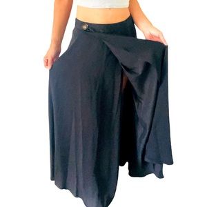 Simple wrap long black skirt - size 2